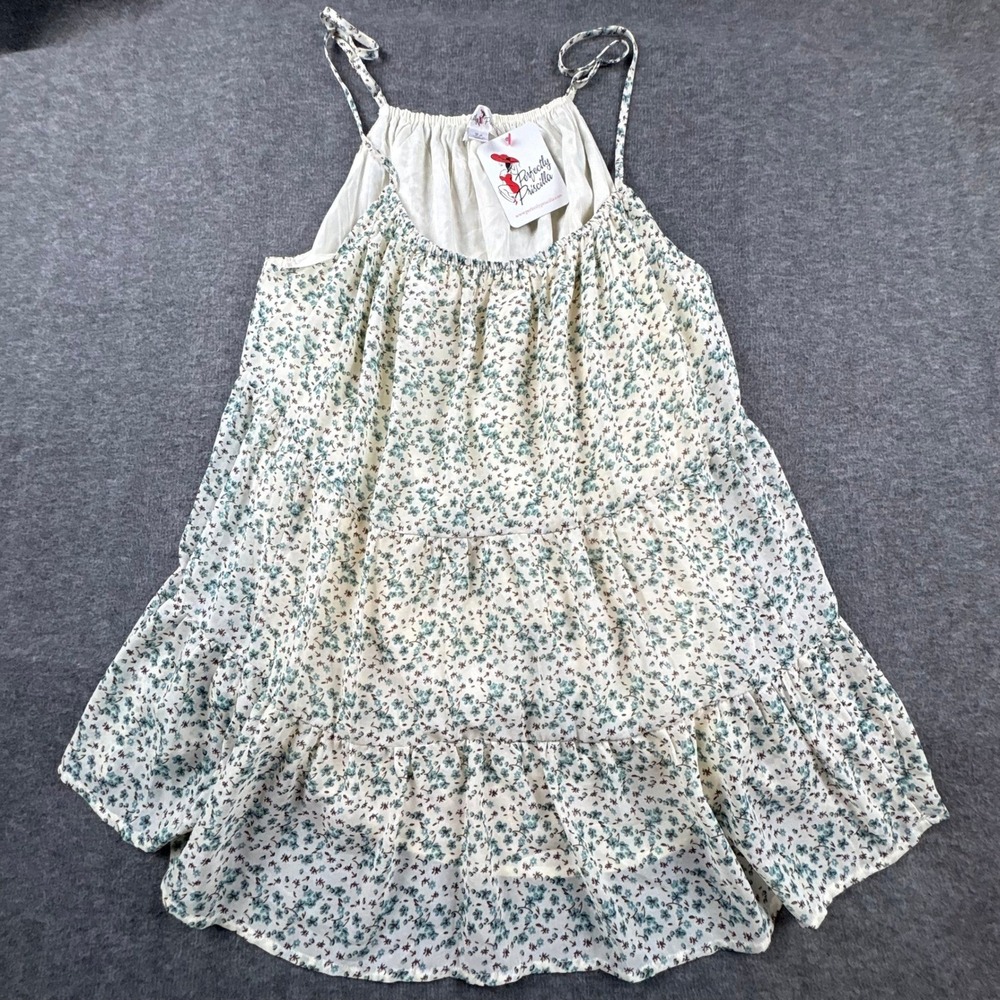 Perfectly Priscilla 2X Floral Print Dress Tiered Ruffle‎ Sleeveless Babydoll - Picture 3 of 9